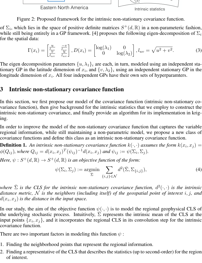 Proposed framework for the intrinsic non-stationary covariance function.