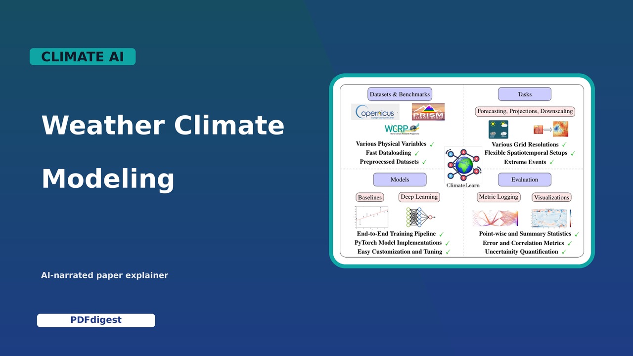 ClimateLearn: Benchmarking Machine Learning for Weather and Climate Modeling visual preview